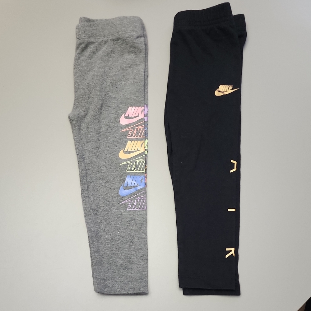 Nike Kids' Multicolor Logo Gray and Black Leggings